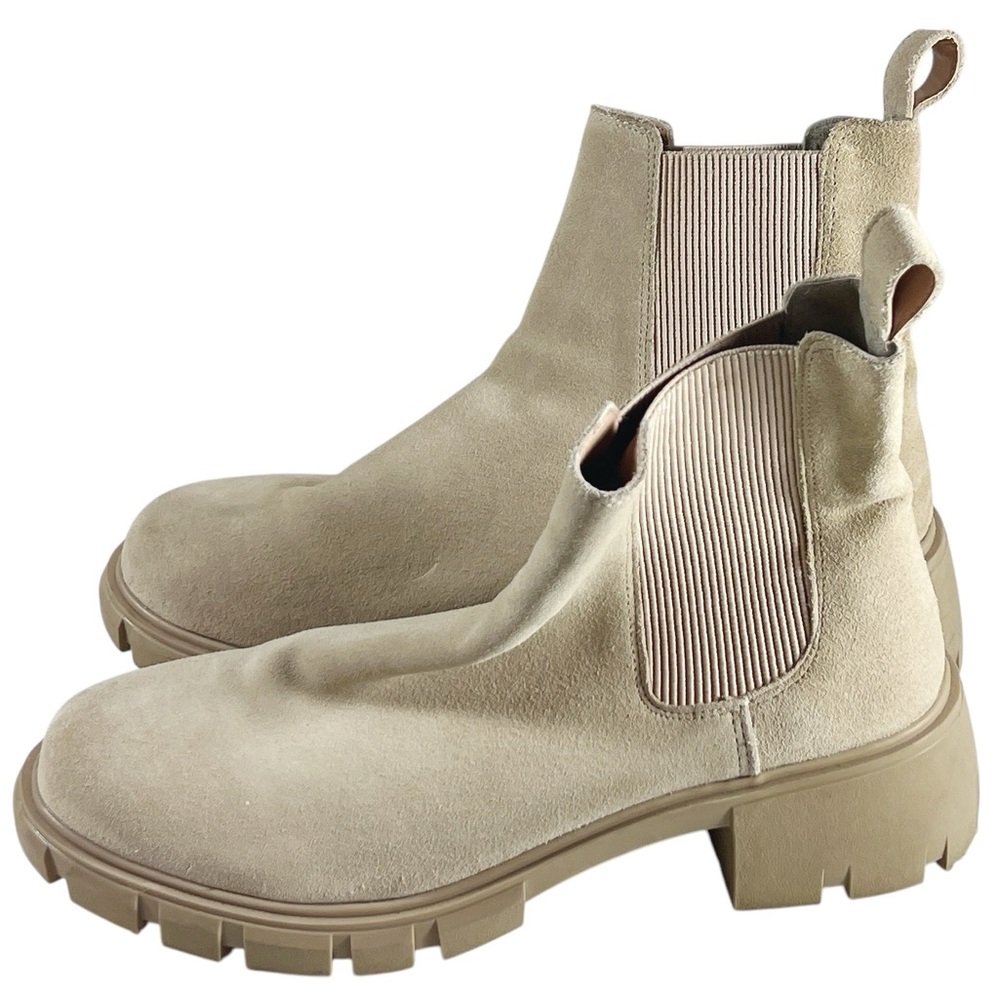 Steve Madden Hola Tan Suede Lug Sole Boots Size 12 Preppy Gorpcore Quiet. Luxury - Picture 5 of 7
